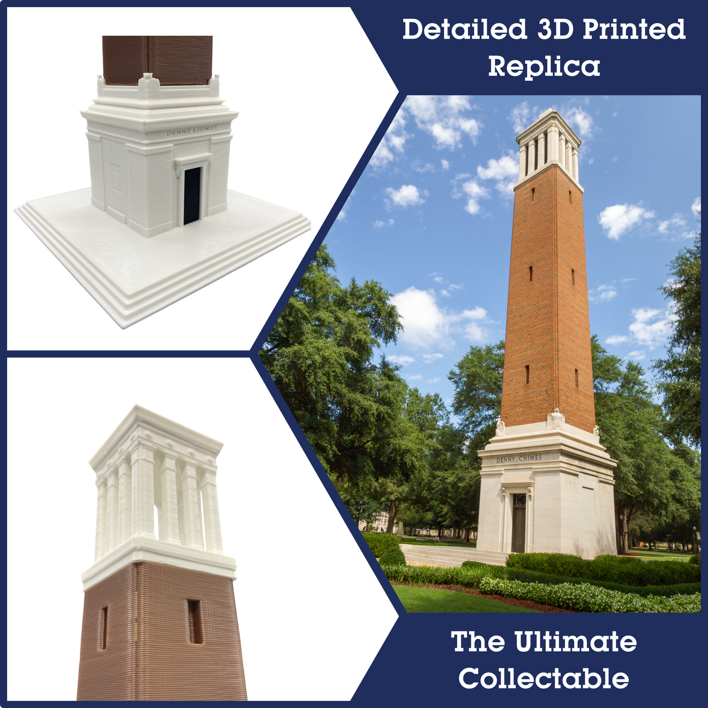 Denny Chimes Tower 3D Replica | Tuscaloosa, Alabama | Graduation Gift & Fan Memorabilia & Home, Dorm, Office Décor